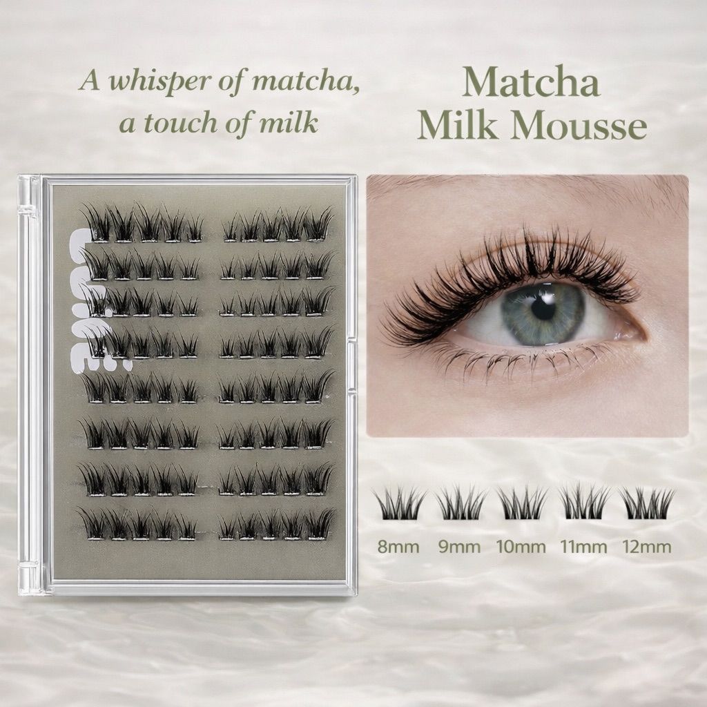 Matcha Milk Mousse lash clusters